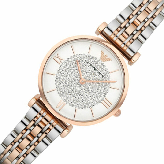 Emporio Armani Gianni T Bar Quartz White Dial Two Tone Steel Strap Watch For Women - AR80035 - Image 3
